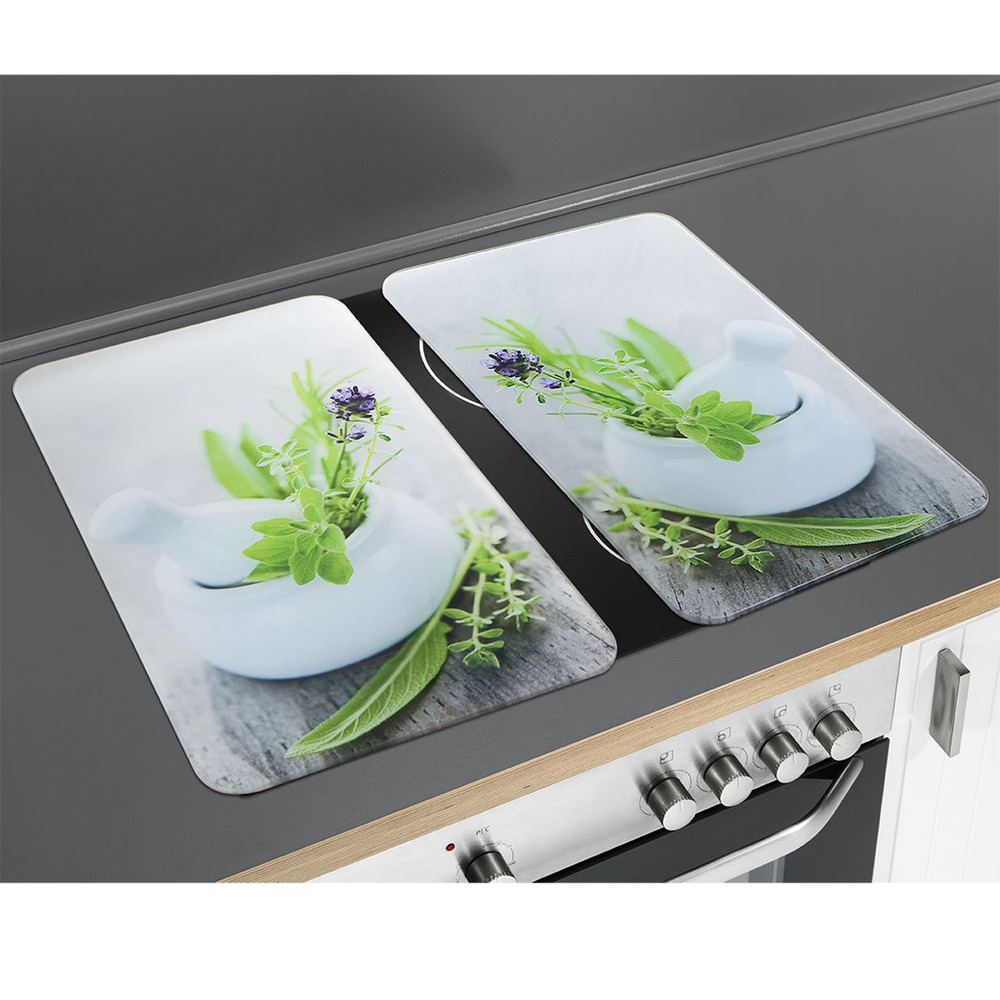 Plaque de protection en verre universel Herbes  pour tous les types de cuisinières