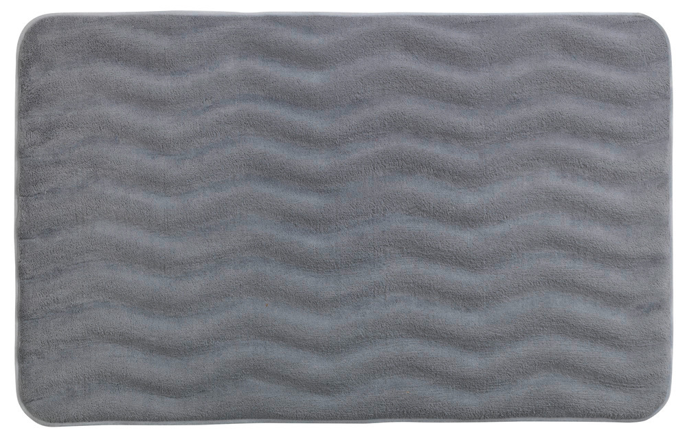 Tapis de bain Mémoire de forme Waves gris clair  polyester, 50 x 80 cm