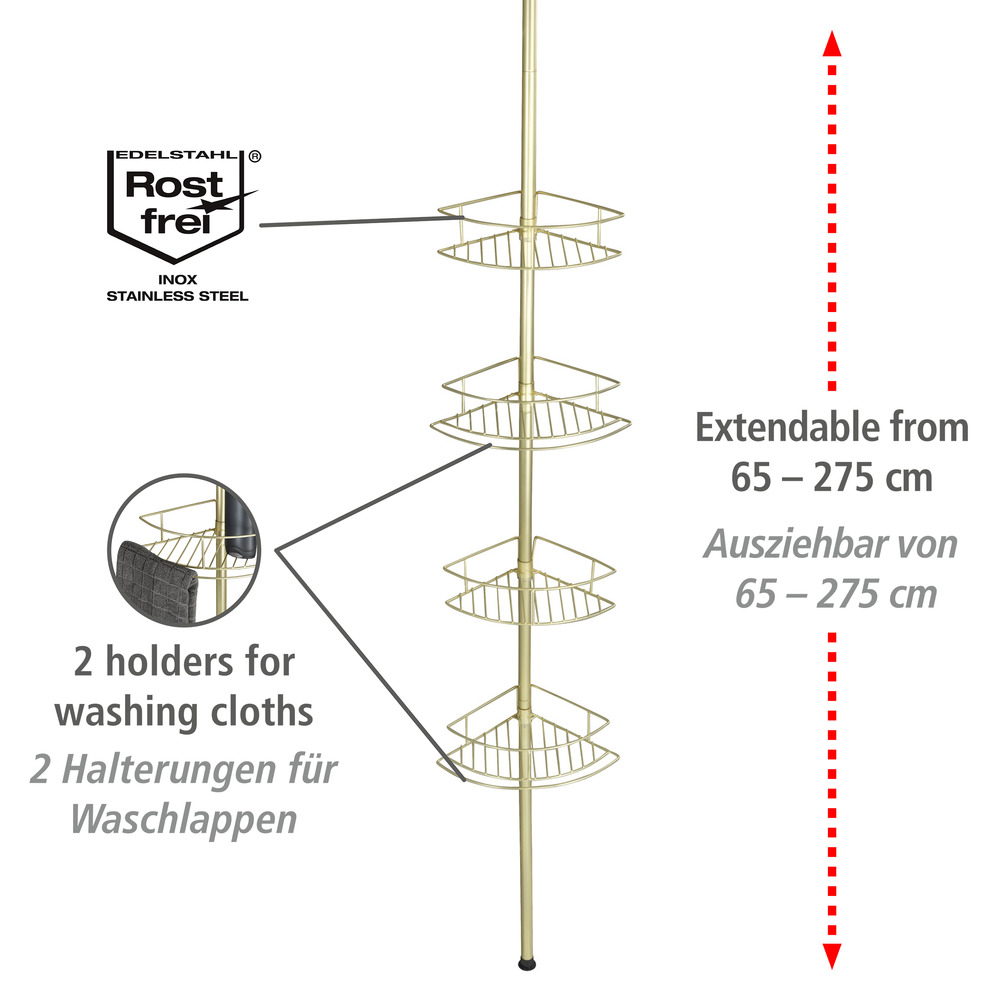 Étagère d'angle télescopique Dolcedo doré mat  inoxydable