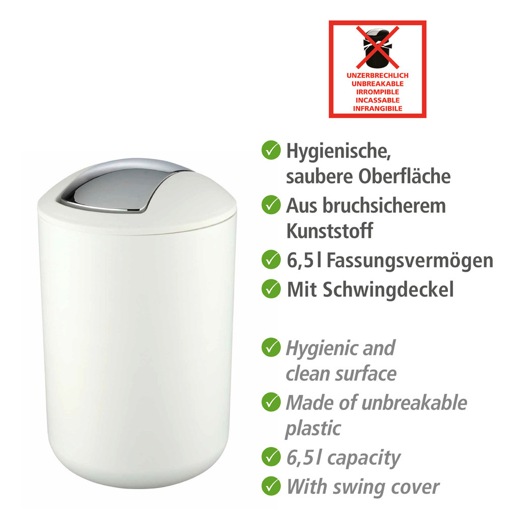 Poubelle à couvercle oscillant Brasil L blanc  6,5 l