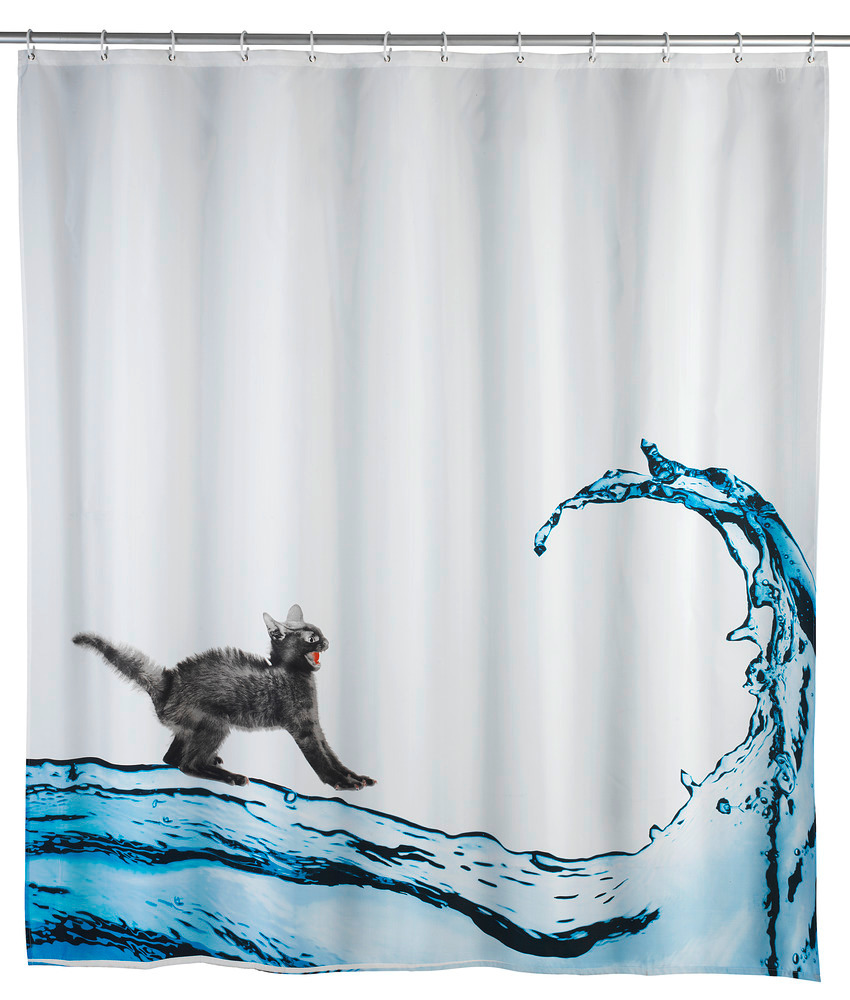 Rideau de douche anti-moisissure Cat  lavable, 180 x 200 cm