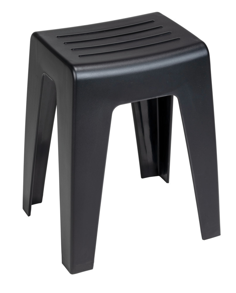 Tabouret salle de bain noir mat Kumba  avec panier à linge intégré