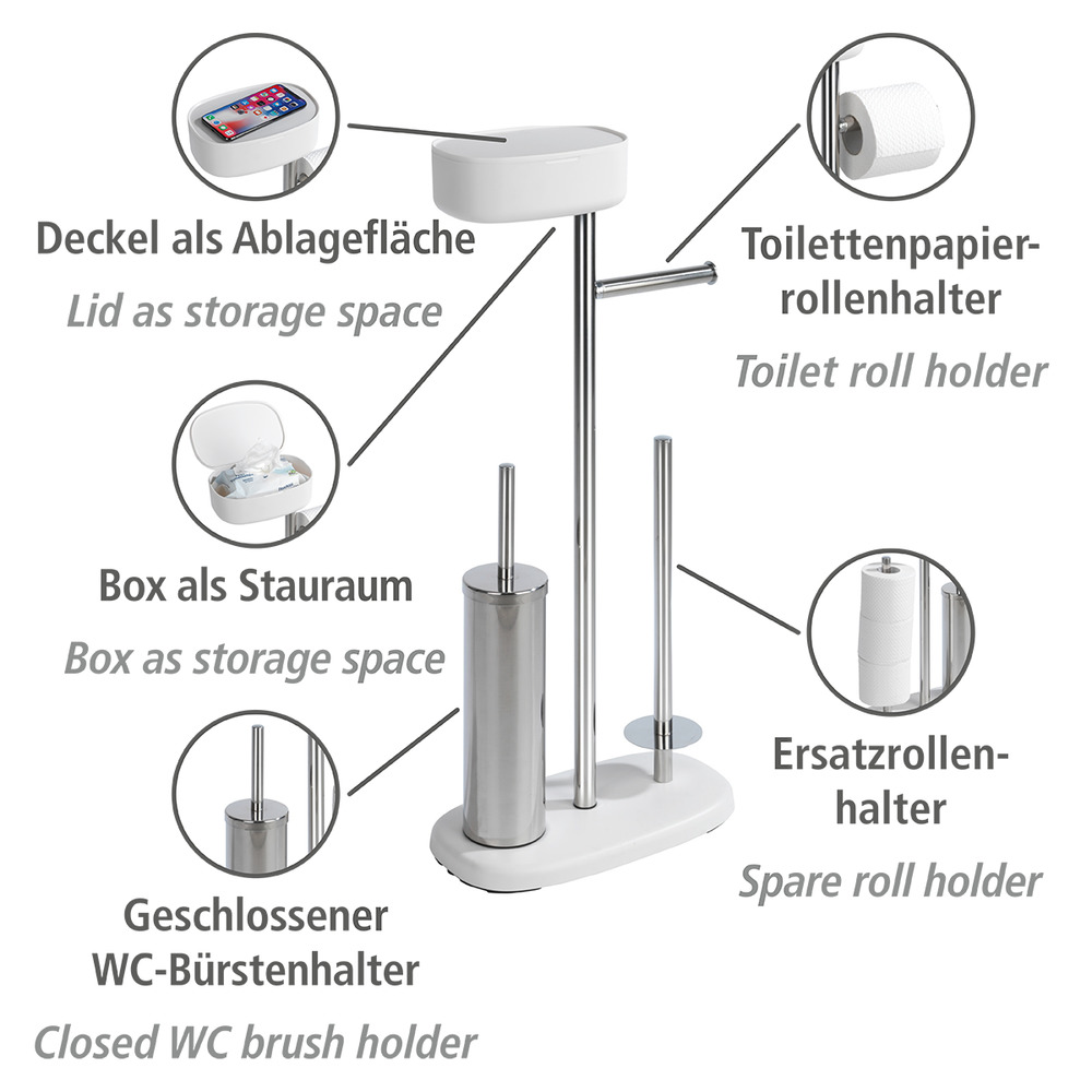 Combiné WC avec boîte de rangement Rivazza blanc  porte-brosse WC et dérouleur papier