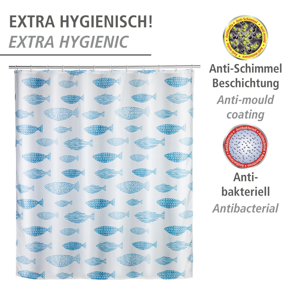 Rideau de douche Aquamarin anti-moisissure  polyester, 180 x 200 cm, lavable