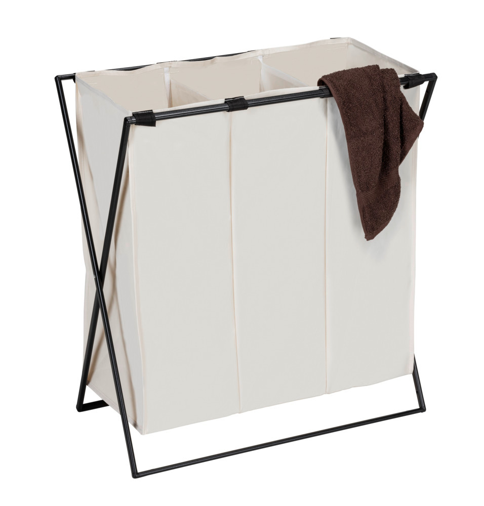 Panier à linge Trio XL Beige  avec trois compartiments