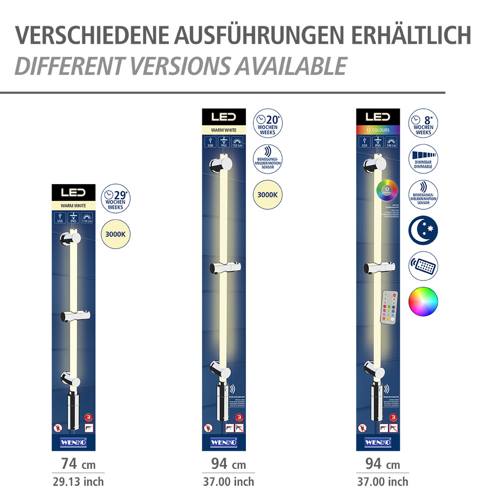 Barre de douche à LED 94 cm 12 couleurs RVB  barre de douche éclairée