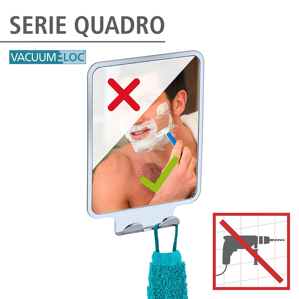 Vacuum-Loc® miroir anti-buée Quadro  fixer sans percer