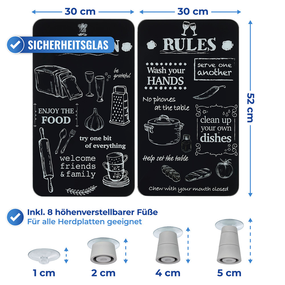 Couvercle Univ. 2pcs KITCHEN RULES  pour tous les types de cuisinières