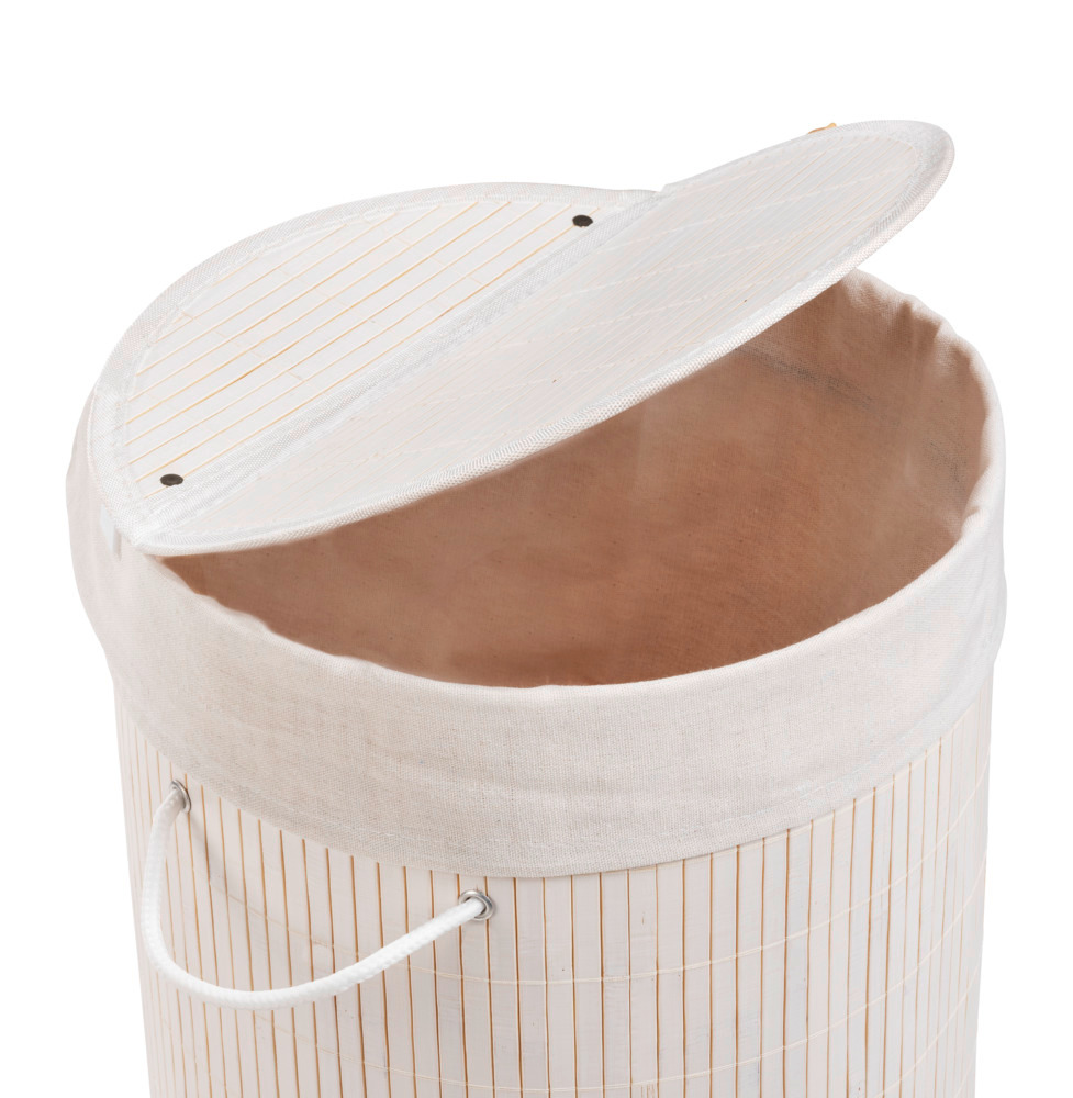 Panier à linge Bamboo rond blanc  capacité : 55 litres