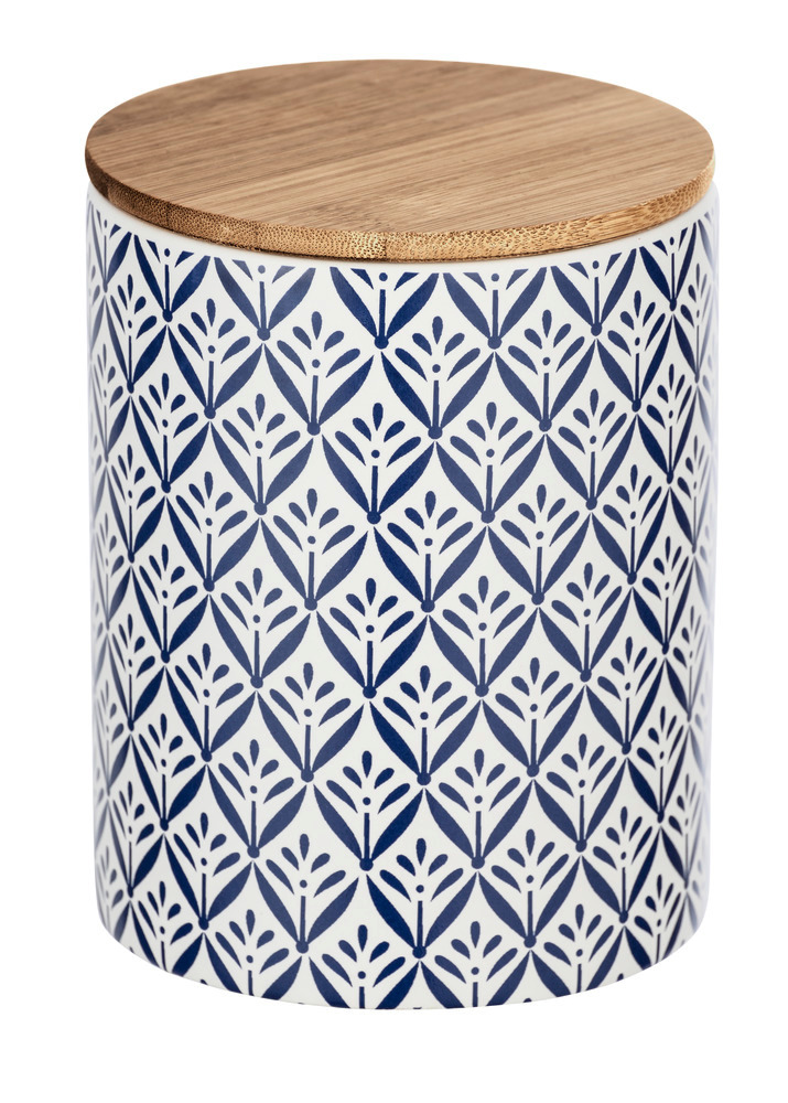 Boîte de rangement Lorca 0,95 l  Boîte en céramique au motif d'ornement méditerranéen bleu et blanc