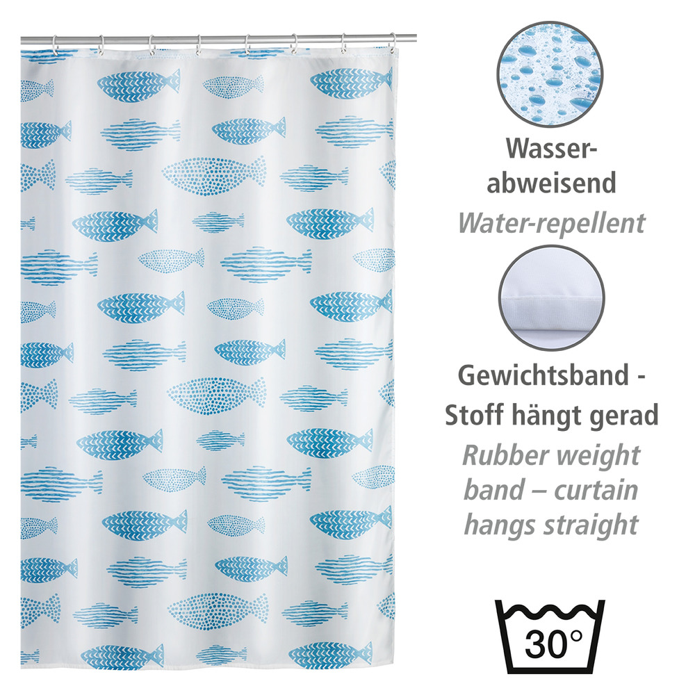 Rideau de douche Aquamarin anti-moisissure  polyester, 180 x 200 cm, lavable