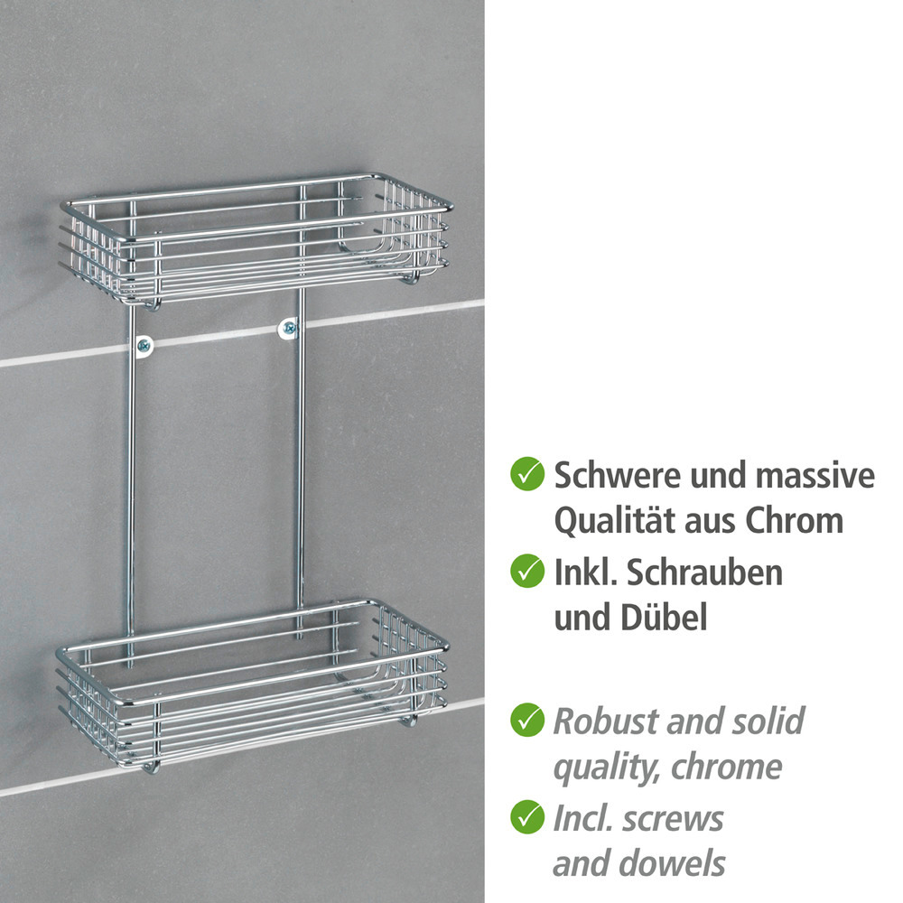 Etagère droite Milano  2 étagères, chrome