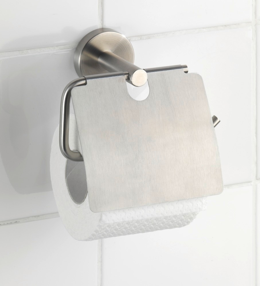 Stockeur papier WC avec couvercle Bosio mat  acier inox