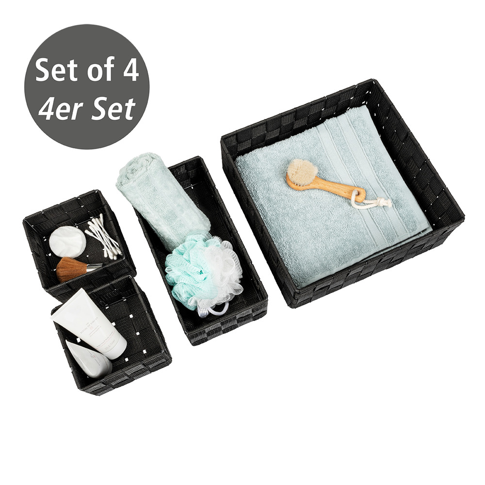 Set de corbeille Adria 4 pc noir  2 corbeilles de bain Adria S, 1 corbeille de bain M, 1 corbeille de bain L