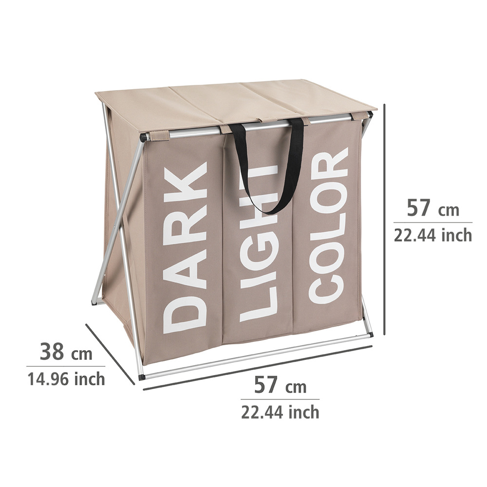 Panier à linge Trio Top taupe  Capacité : 118 litres