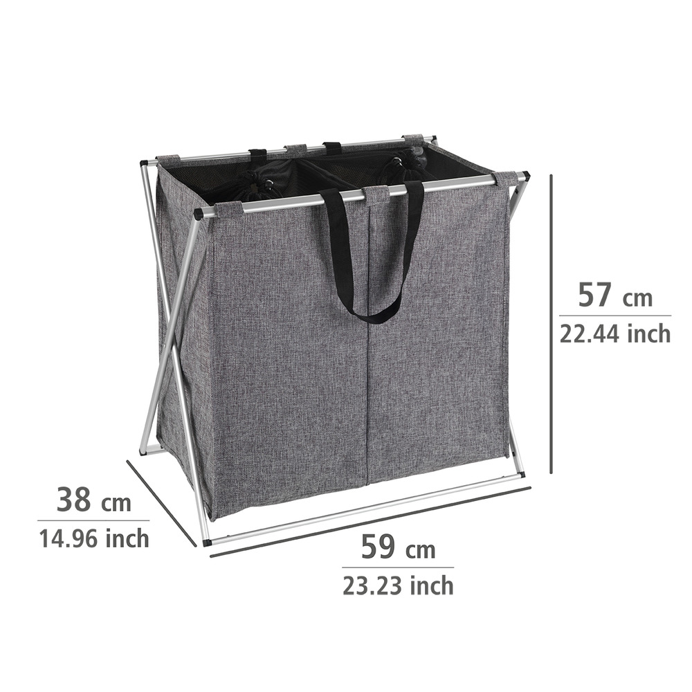 Panier à linge Duo gris chiné  Capacité : 120 litres