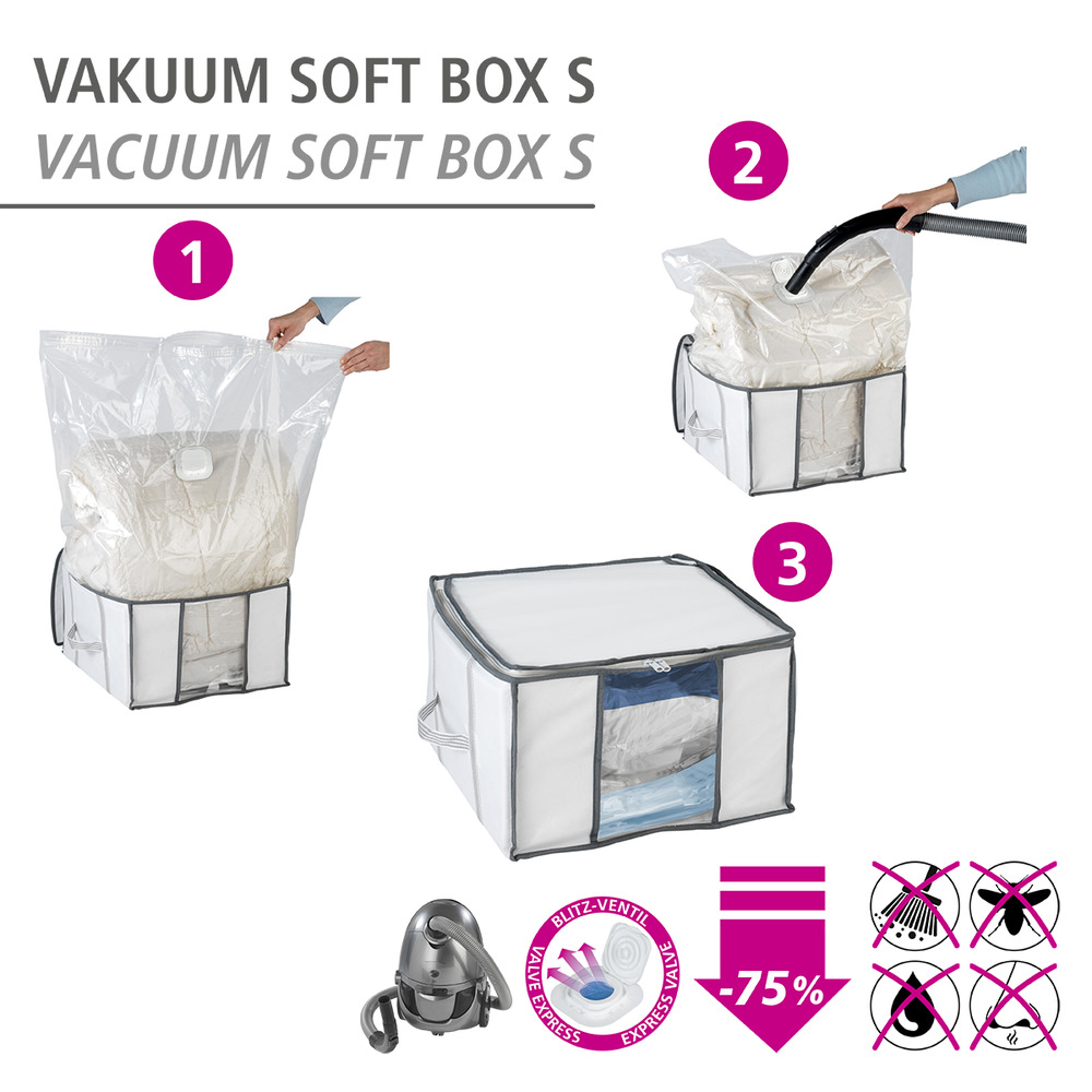 Boîte de rangement vacuum Soft Box S  jusqu'à 75% de gain de place