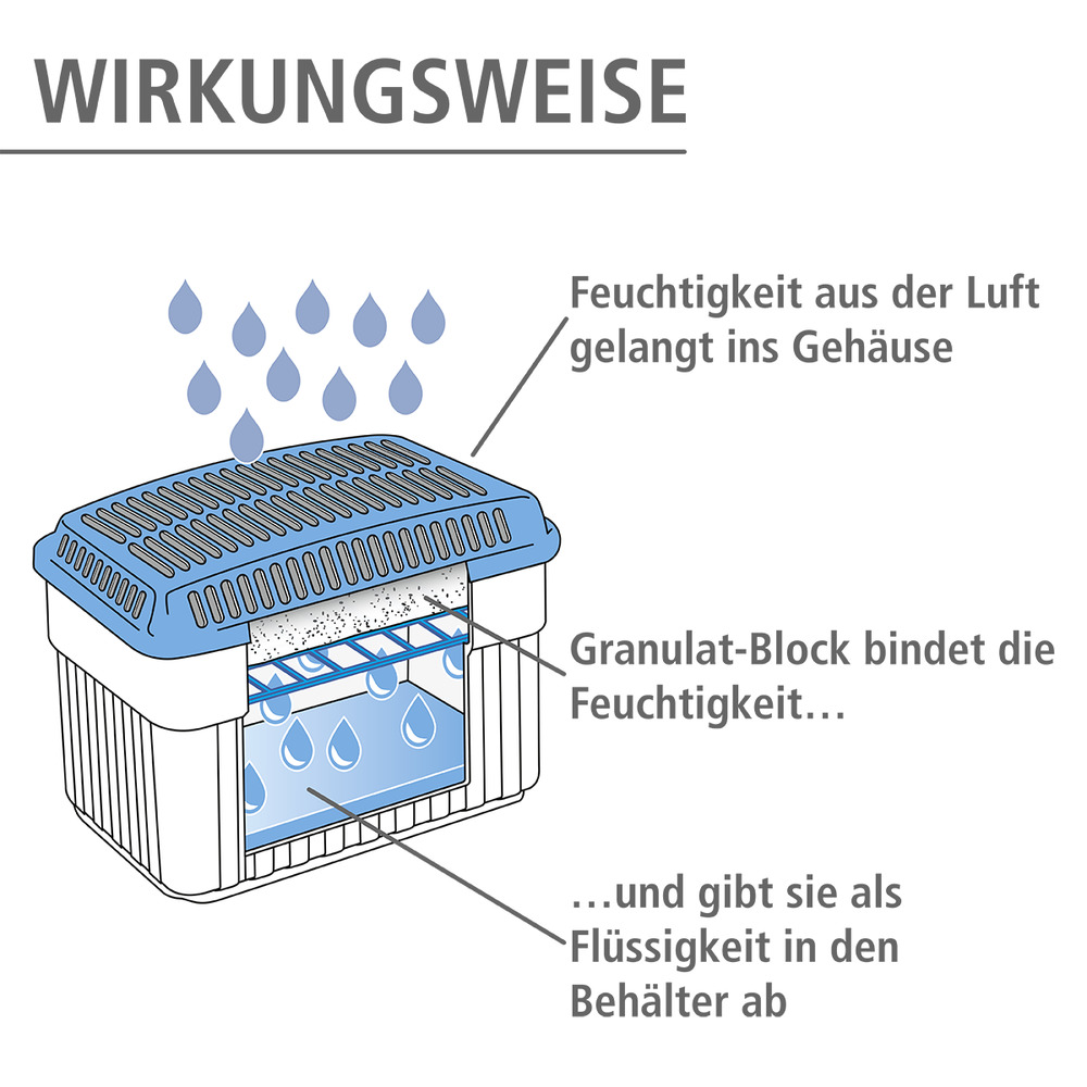 Déshumidificateur gris 1kg avec set de 3 recharges  