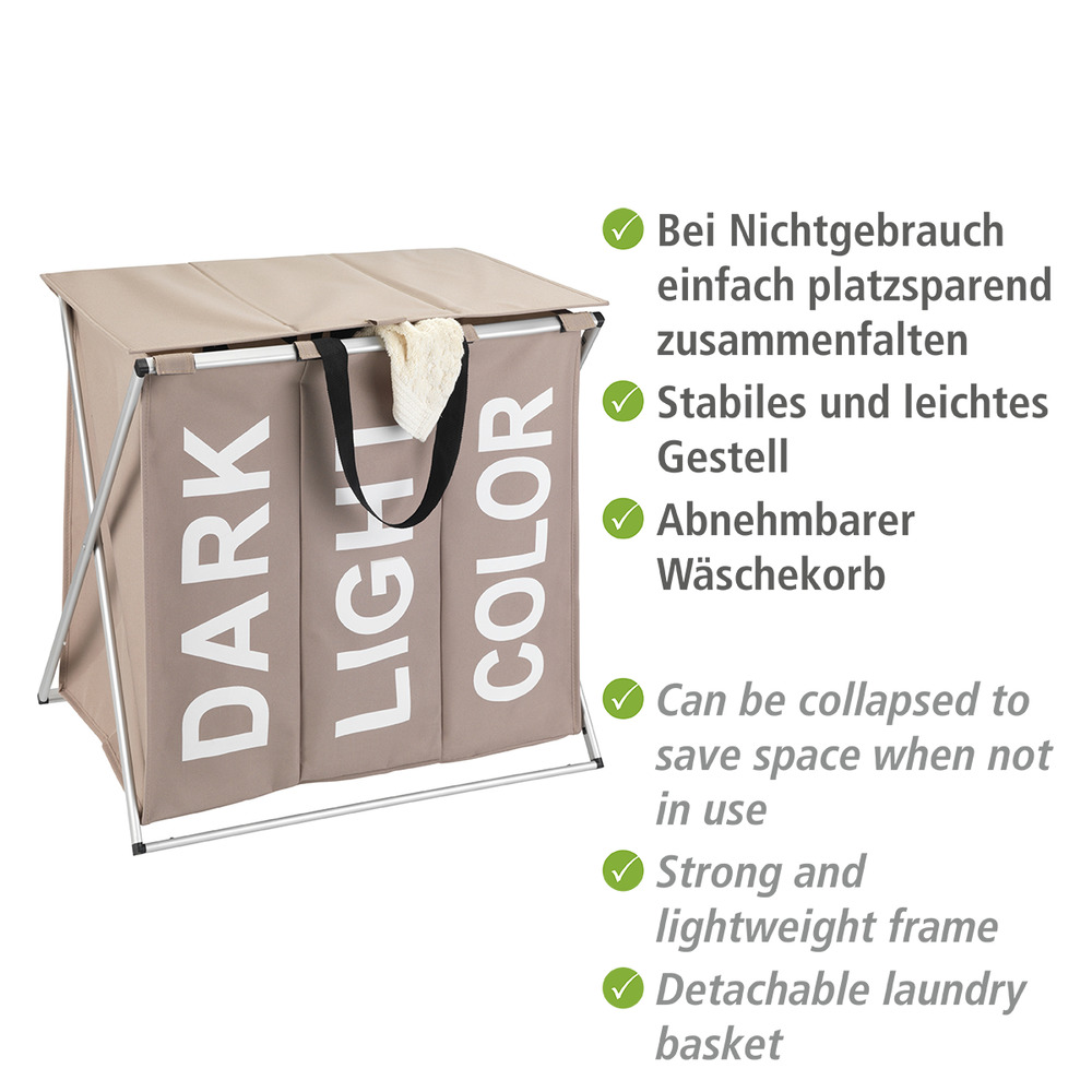 Panier à linge Trio Top taupe  Capacité : 118 litres