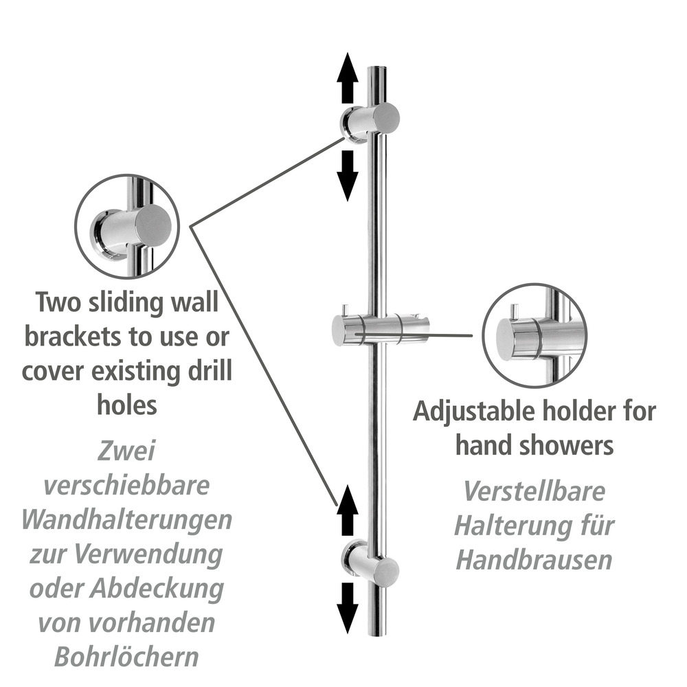 Power-Loc® Barre de douche chrome  Fixation sans perçage