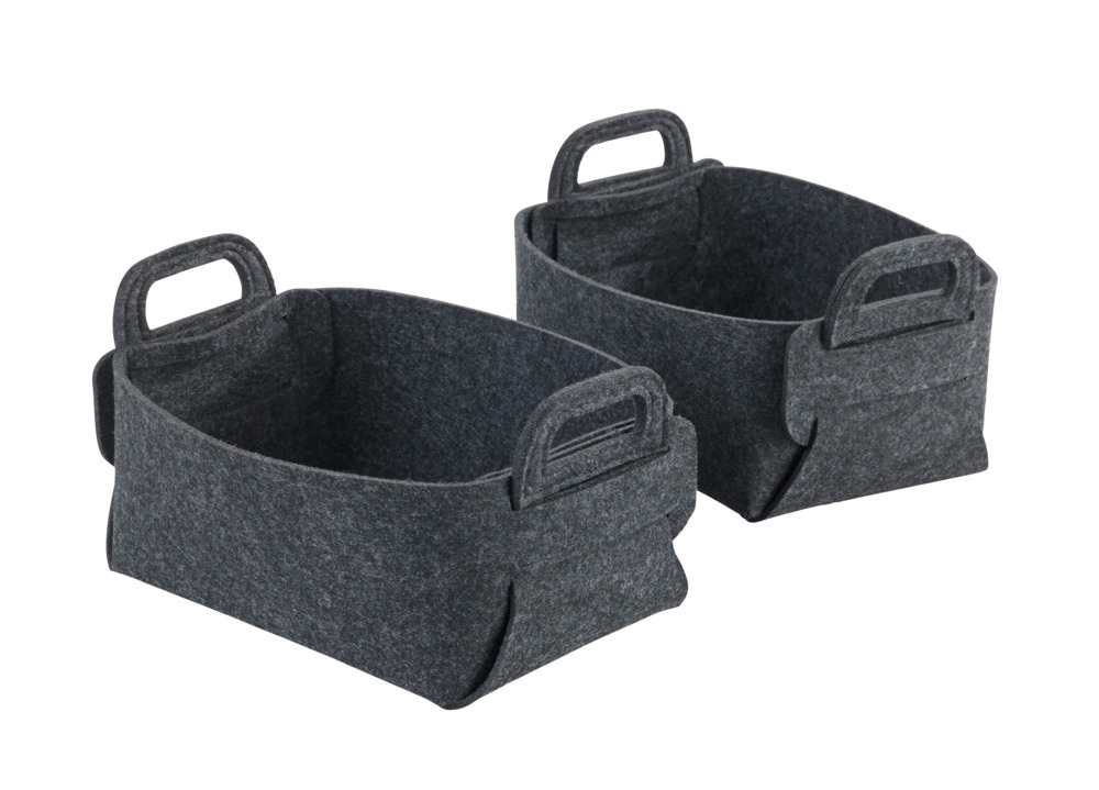 Panier en feutre Nina S Gris foncé  Pliable et peu encombrant pour le rangement