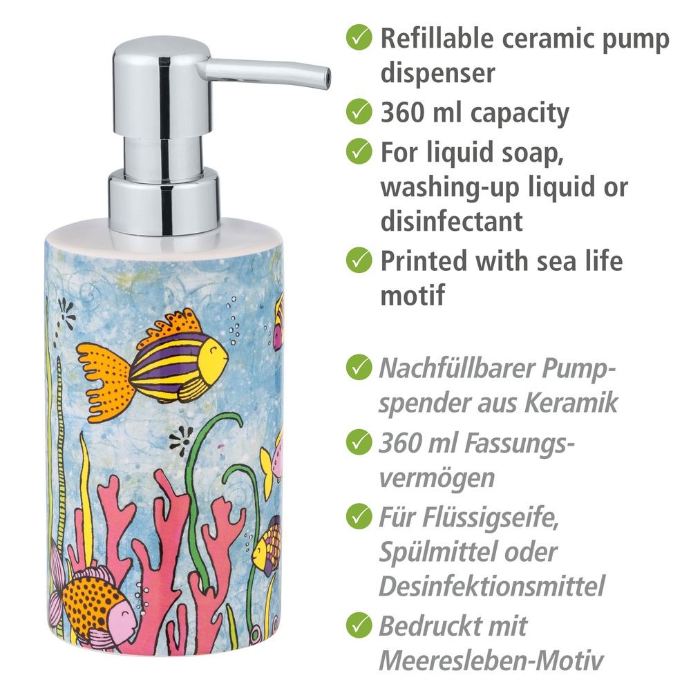 Distributeur de savon liquide Ocean Life  Rechargeable, 360 ml