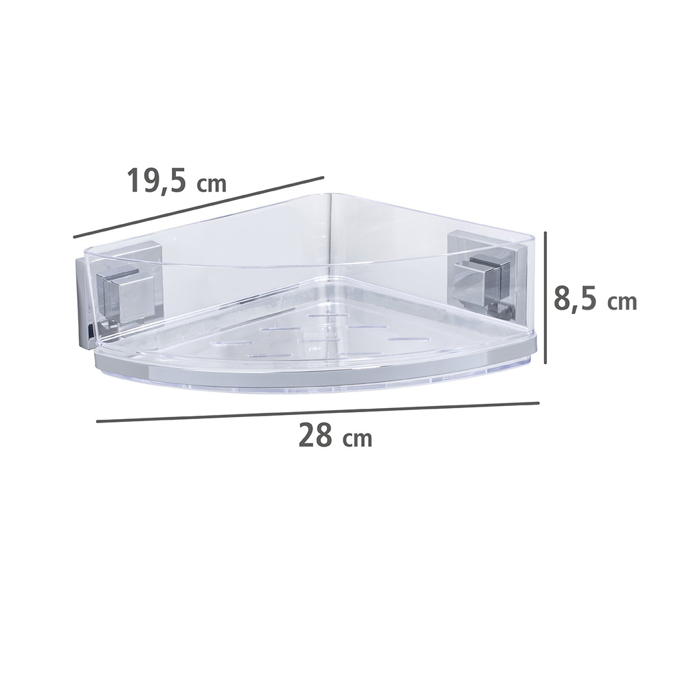 Vacuum-Loc® étagère d'angle en acier inox Quadro  fixer sans percer