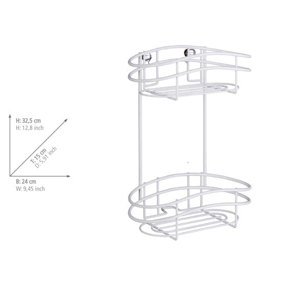 Étagère murale 2 niveaux Classic Plus blanc  mit hochwertigem Rostschutz