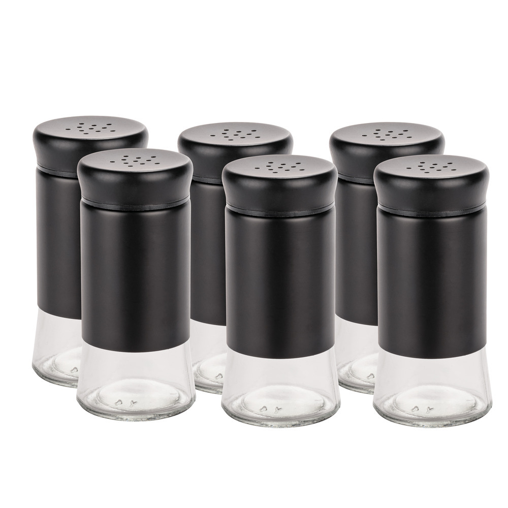 Ensemble de 6 pots à épices en verre Boga Noir  