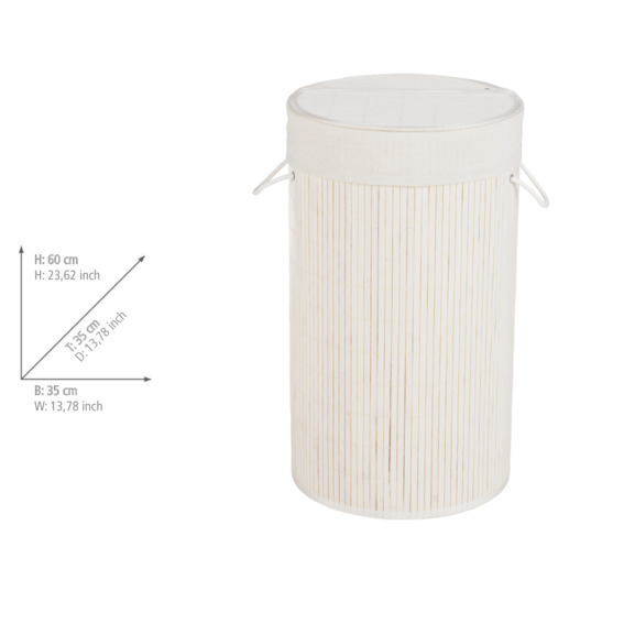 Panier à linge Bamboo rond blanc  capacité : 55 litres