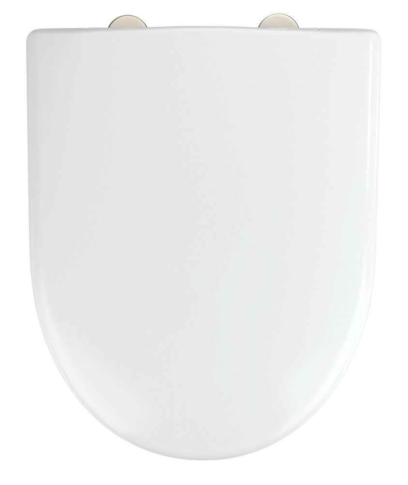 Abattant WC avec frein de chute Exclusive Nr. 2, convient pour Keramag Renova, Laufen Moderna, fixation Inox, duroplastique, 36,5 x 45 cm, Blanc  Duroplast antibactérien, avec frein de chute