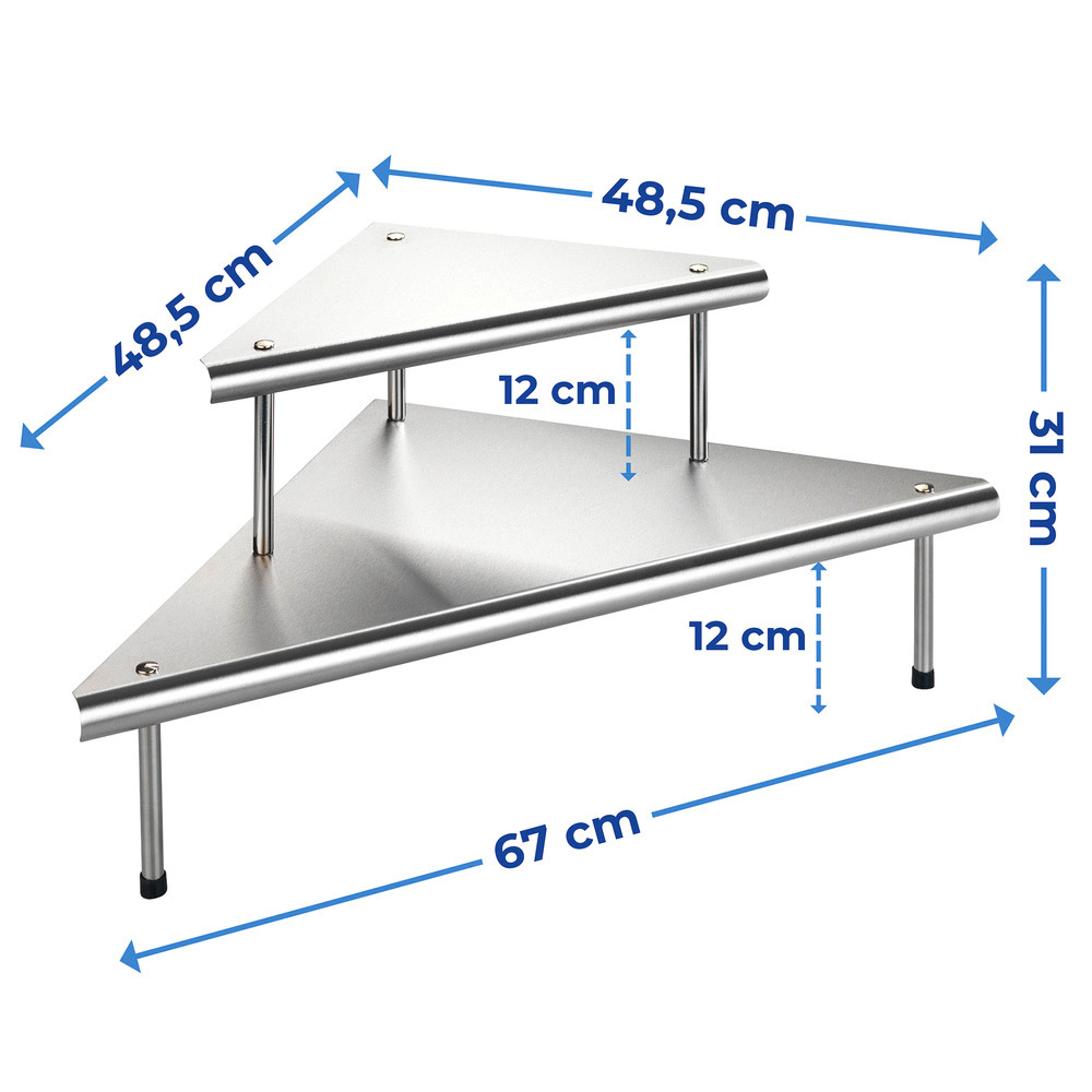 Étagère d'angle de cuisine Massivo Duo à 2 rayons  inoxydable