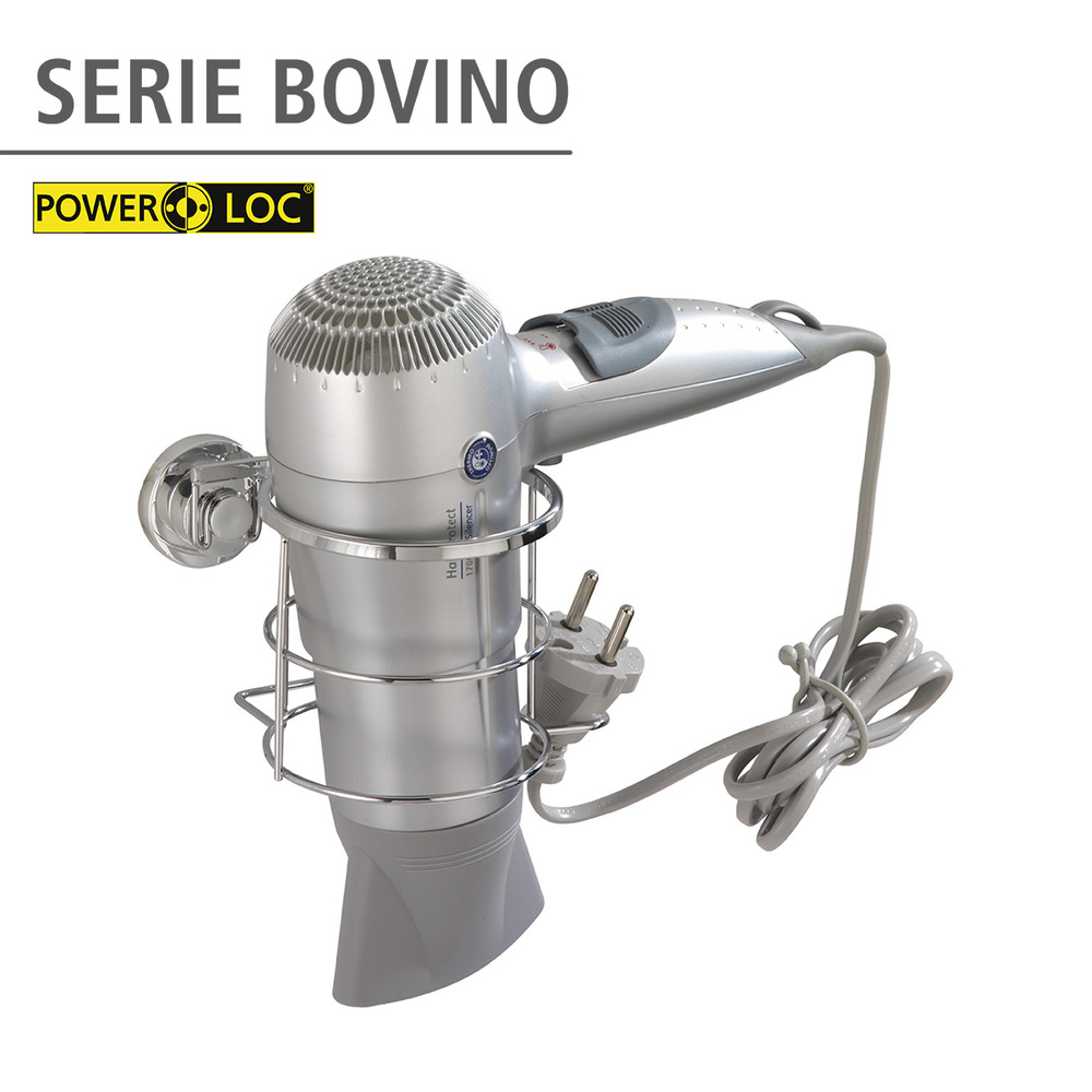 Power-Loc® porte-sèche-cheveux Bovino  acier inox, fixer sans percer