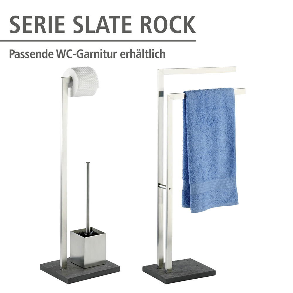 Porte Serviettes Salle de bain sur pied Slate Rock, polyrésine effet ardoise - acier inox, 43,5x86,5x20 cm  Porte-vêtements