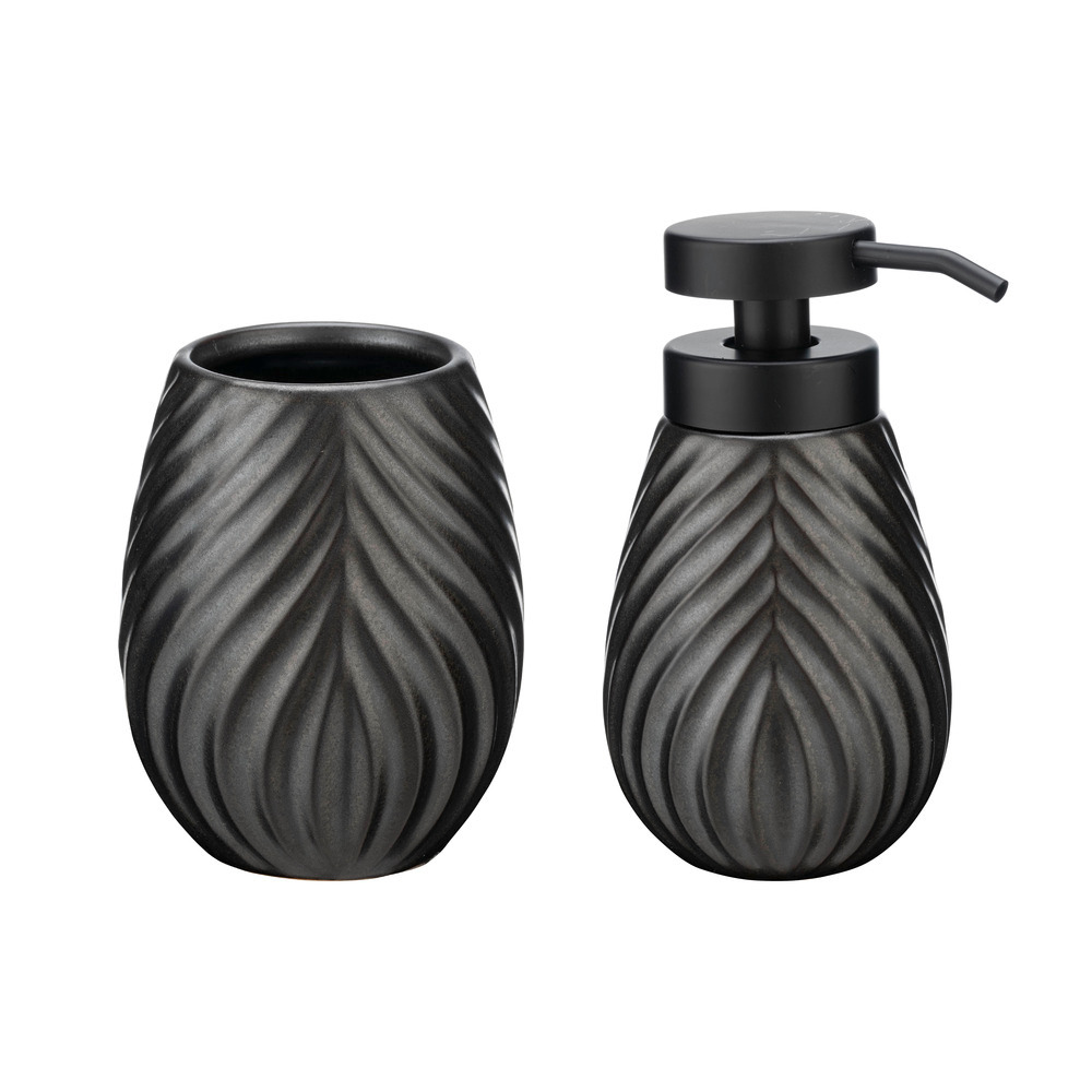 Set d'accessoires de salle de bain Idro Anthracite, 2 pcs.  Distributeur de savon et gobelet pour brosse à dents