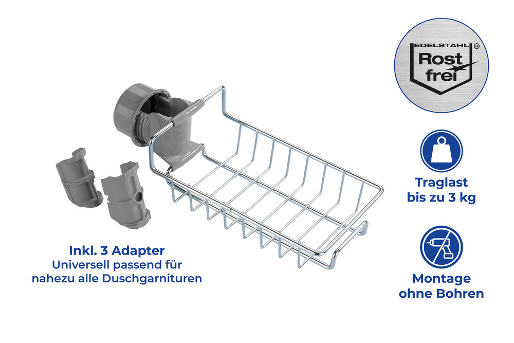 Etagère de douche en acier inoxydable  étagère de douche, facile à monter sur la barre de douche