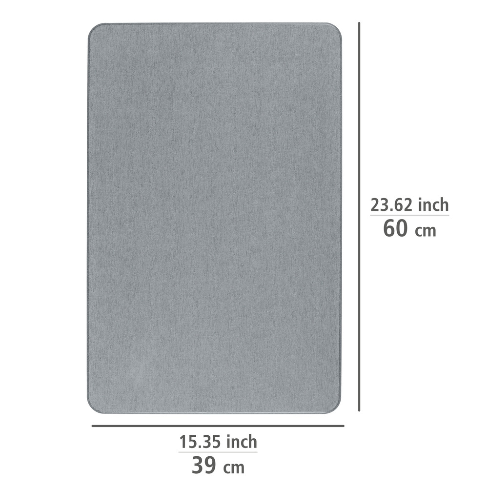 Tapis de bain diatomite, 60x39 cm, Simi, Gris  Tapis salle de bain