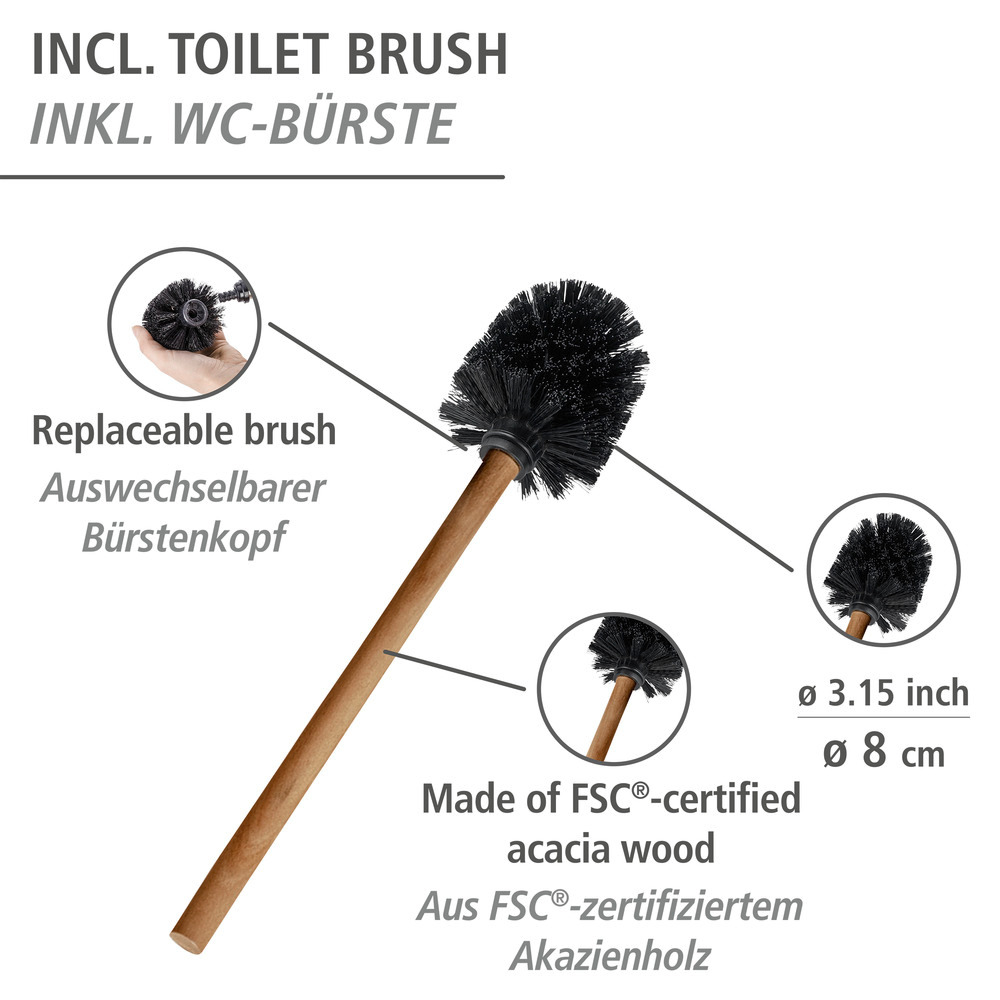 Combiné WC Rivalta Acacia  en acier laqué noir et en bois d'acacia certifié FSC®