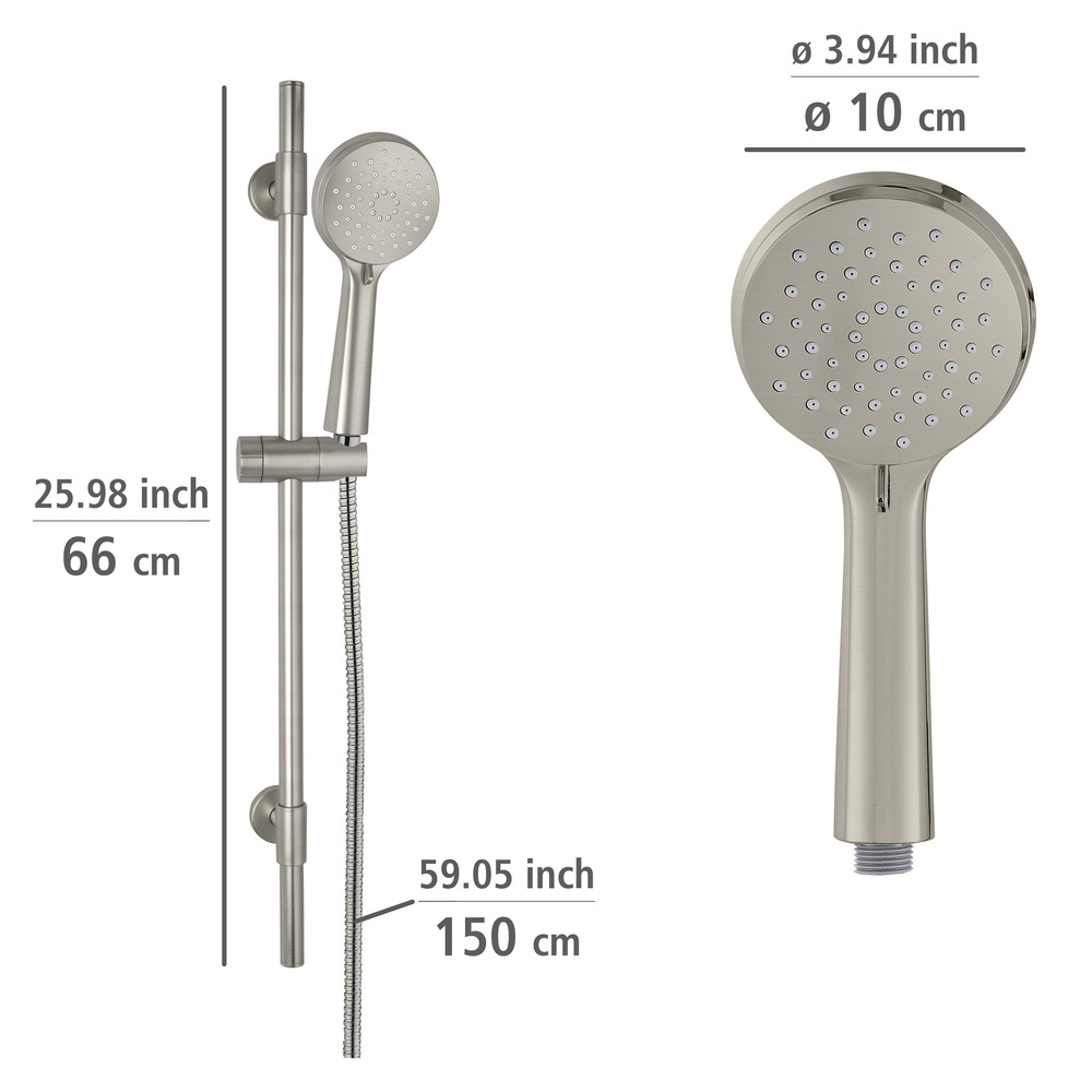 Set de douche Young Argenté mat  Longueur de la barre : 66 cm