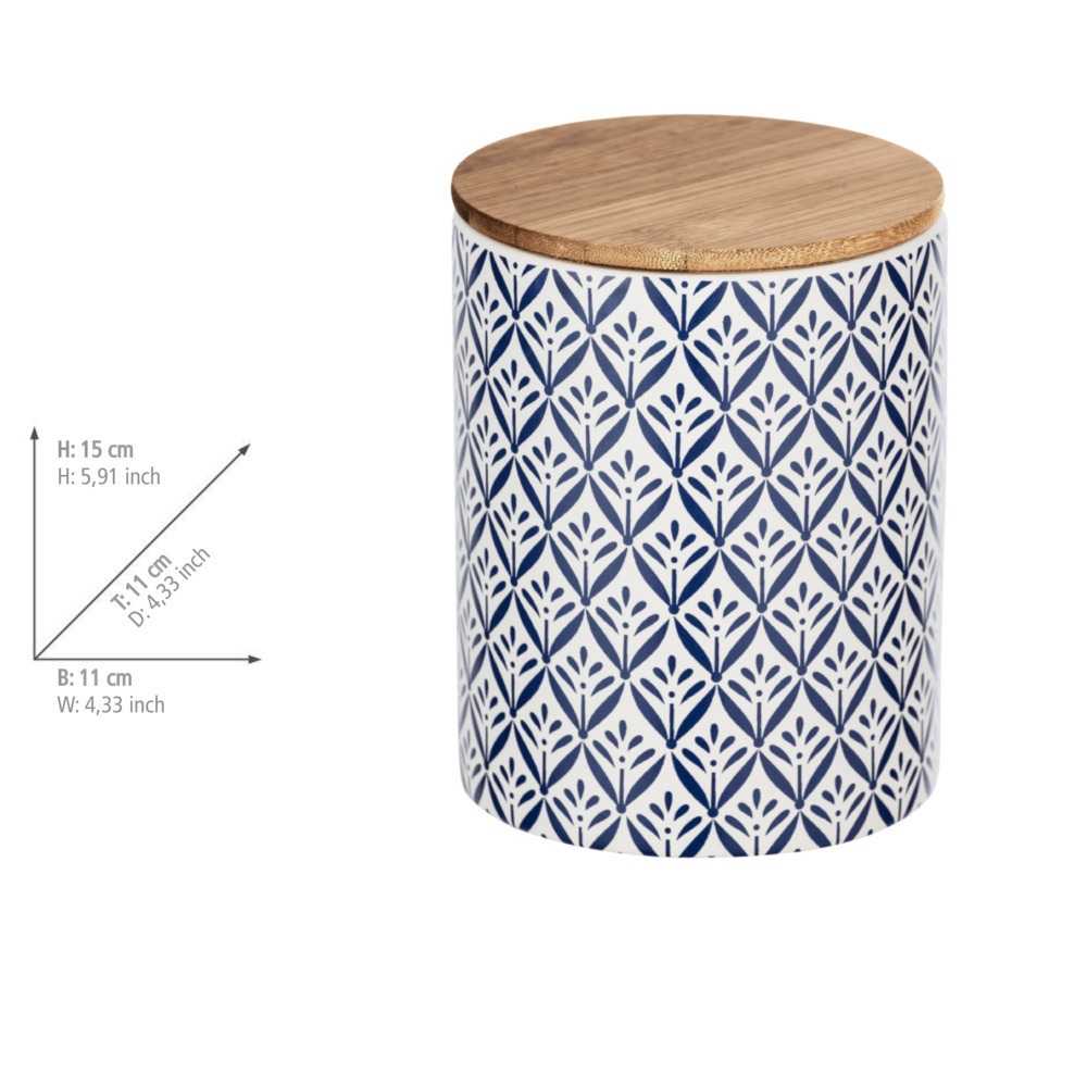 Boîte de rangement Lorca 0,95 l  Boîte en céramique au motif d'ornement méditerranéen bleu et blanc