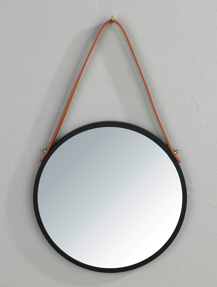 Miroir mural Borrone rond  avec sangle de suspension