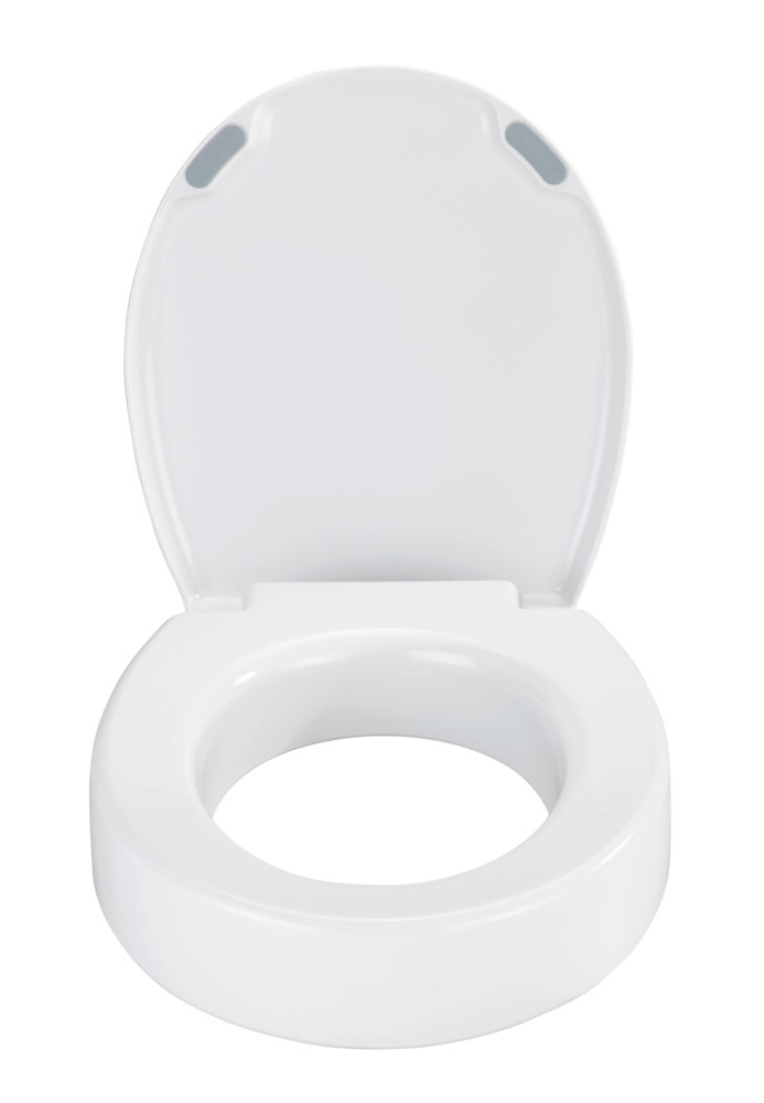 Abattant WC avec frein de chute, Secura Comfort L, avec réhausseur de 8 cm, Duroplastique  en Duroplast antibactérien avec siège surélevé