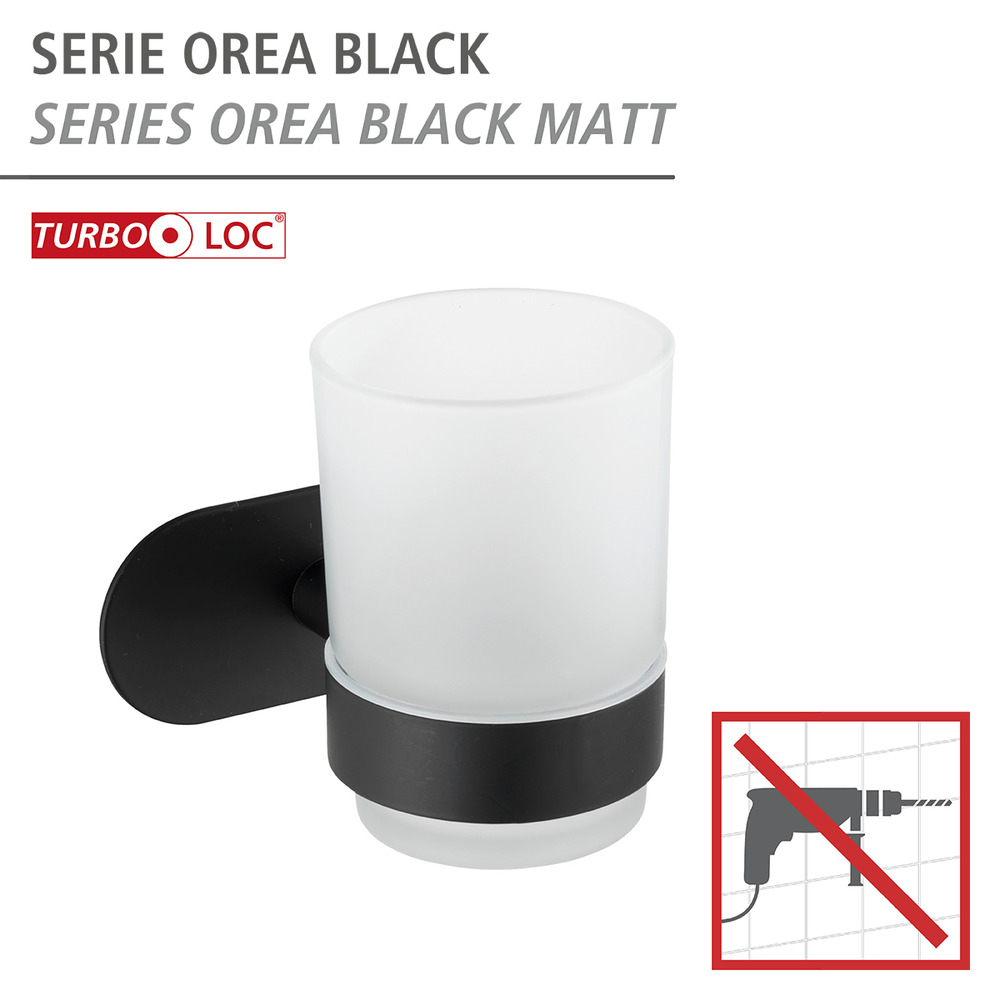 Turbo-Loc® Porte-gobelet Uno Orea Black mat  fixer sans percer