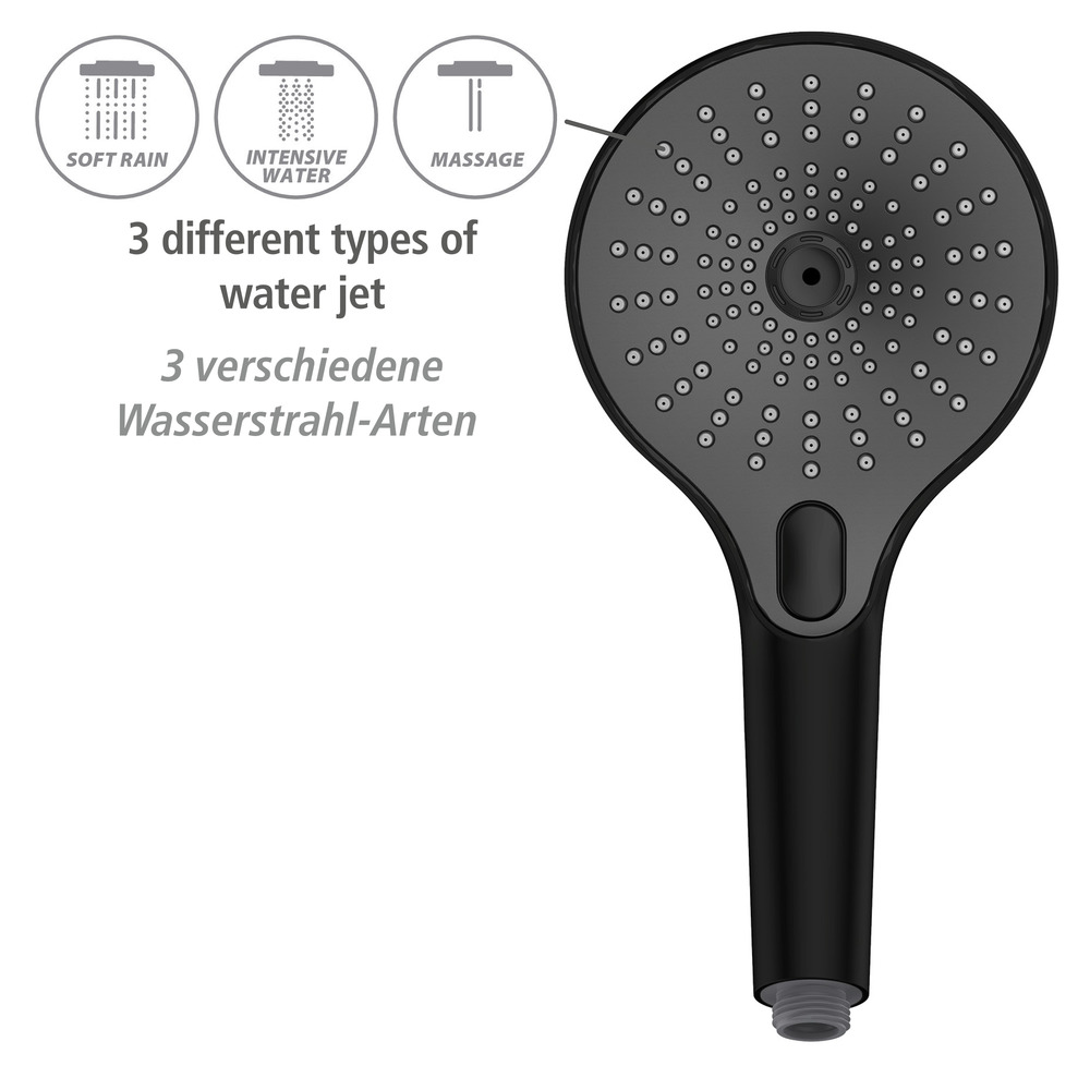 Pommeau de douche Ultimate Shower Noir/Gris  diamètre 13 cm 