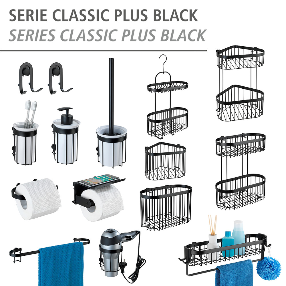 Étagère murale grande Classic Plus noir  avec protection antirouille