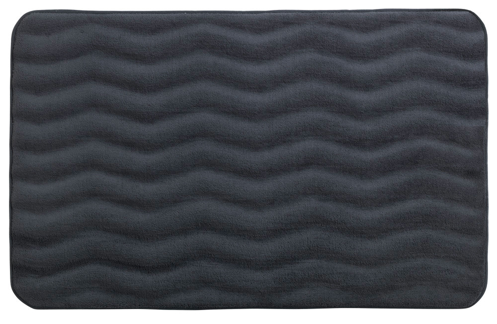 Tapis de bain Mémoire de forme Waves anthracite  polyester, 50 x 80 cm