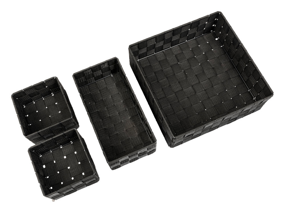 Set de corbeille Adria 4 pc noir  2 corbeilles de bain Adria S, 1 corbeille de bain M, 1 corbeille de bain L