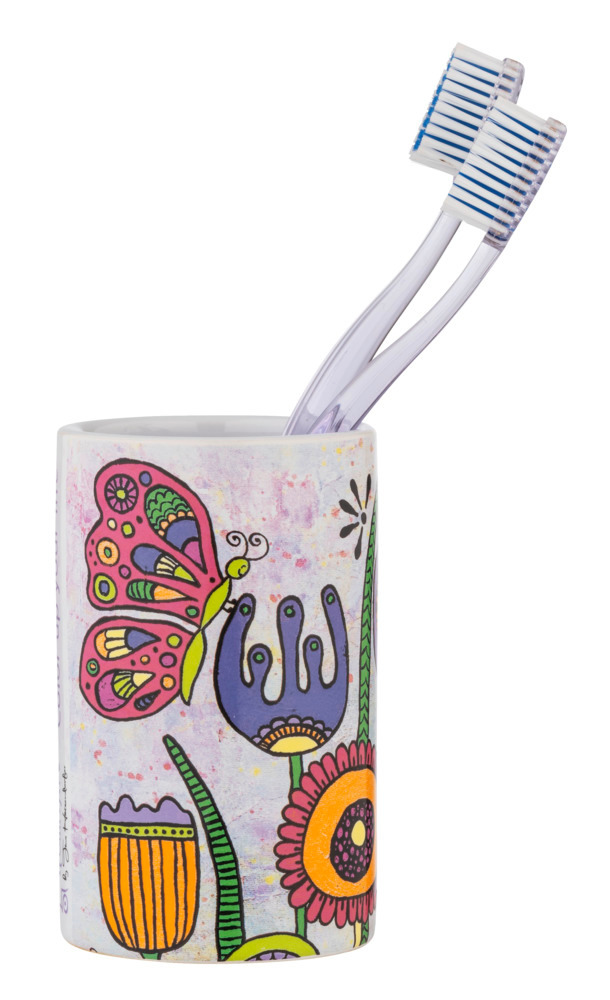 Gobelet pour brosse à dents Full Bloom  Motif vie prairie fleurie coloré