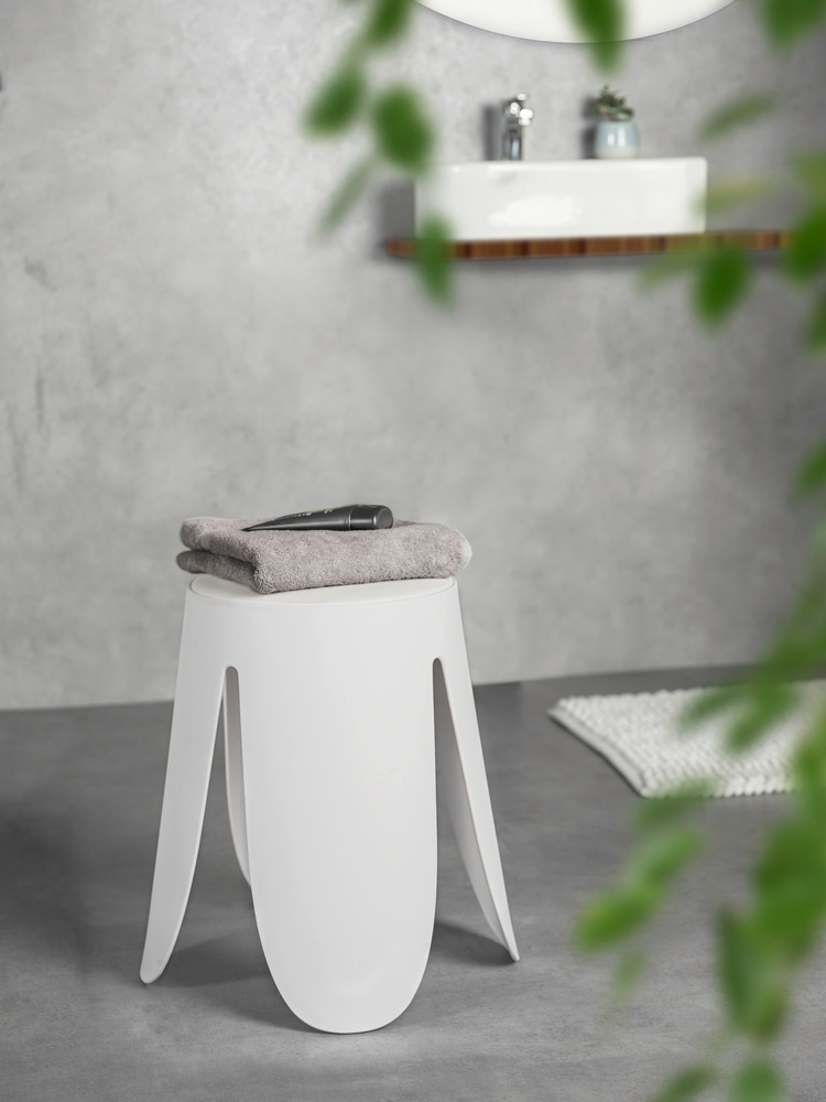 Tabouret de salle de bain Comiso Blanc mat  peut supporter jusqu'à 180 kg