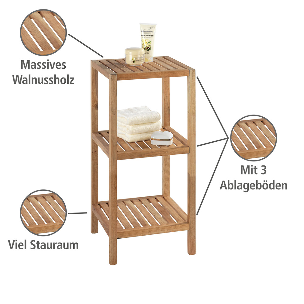 Etagère en bois, meuble etagère salle de bain Norway  noyer massif